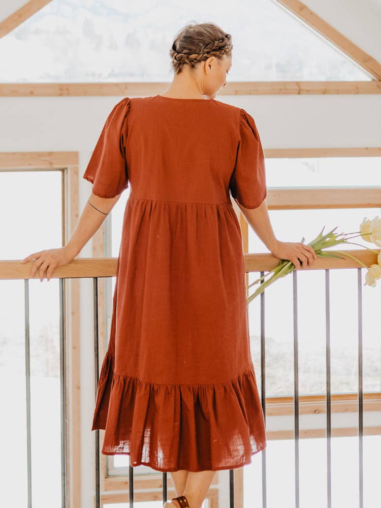 Adelaide Tiered Midi Dress Cinnamon