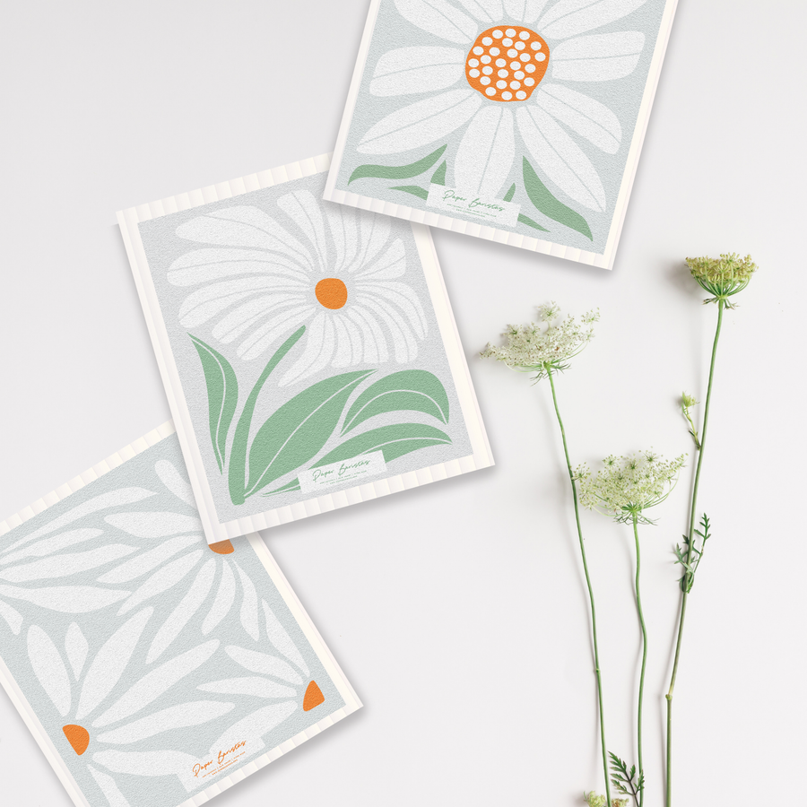Set of 3 Swedish Dishcloth: Daisy Combo