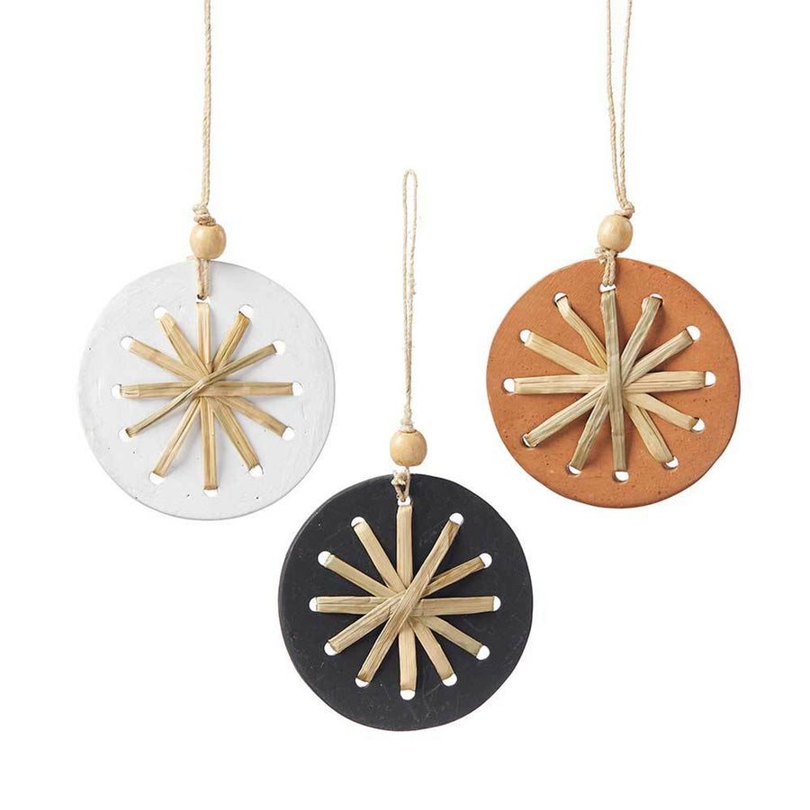 Terracotta Snowflake Ornament - Natural - Handmade