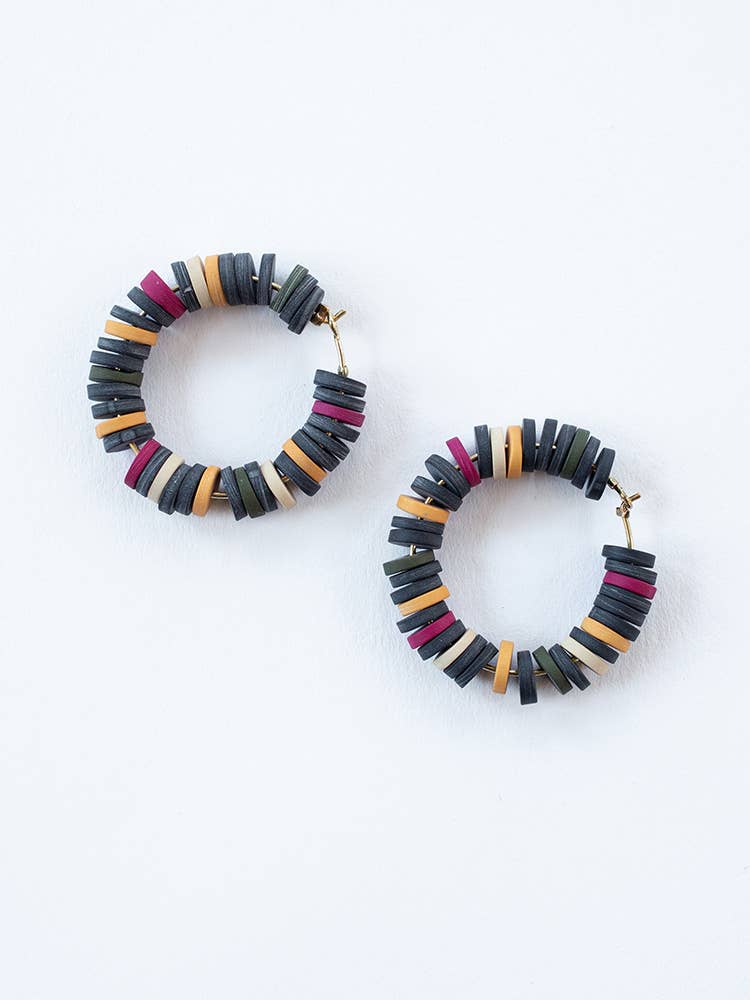 Heishi Hoop Earrings Multi