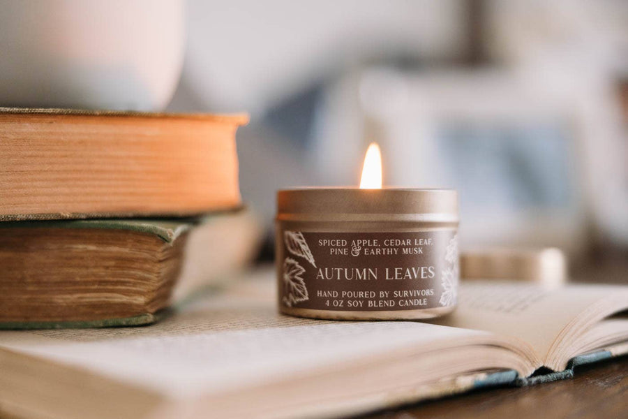Autumn Leaves Tin Candle