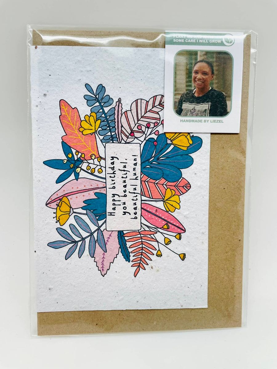Happy Birthday Beautiful Human - Plantable Seed Paper Card