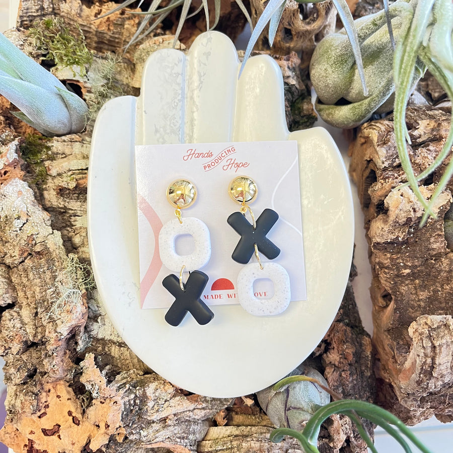 Black and White XOXO Earrings