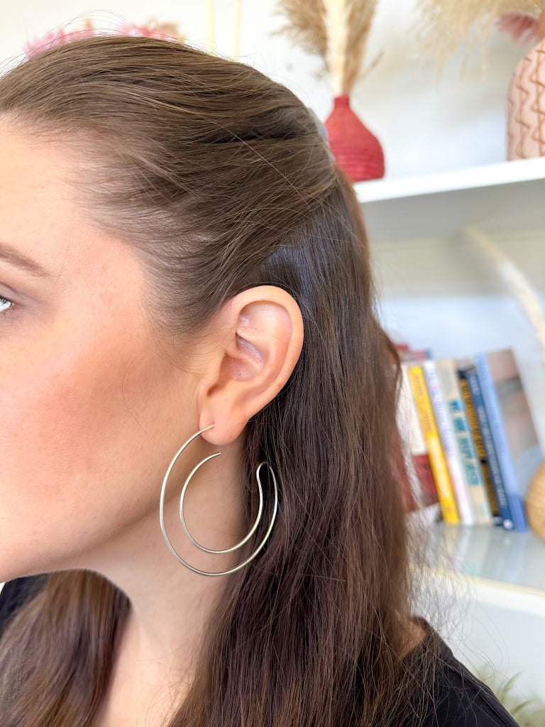 Doubled Up Silver Plated Hoops