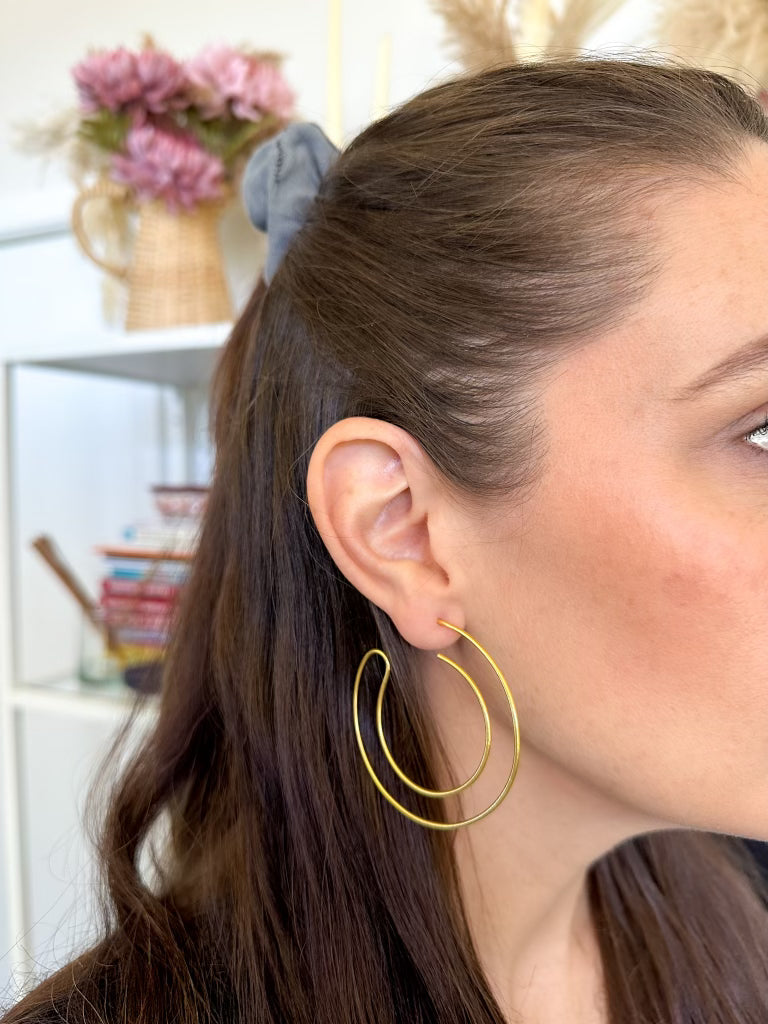 Doubled Up Gold Plated Hoops