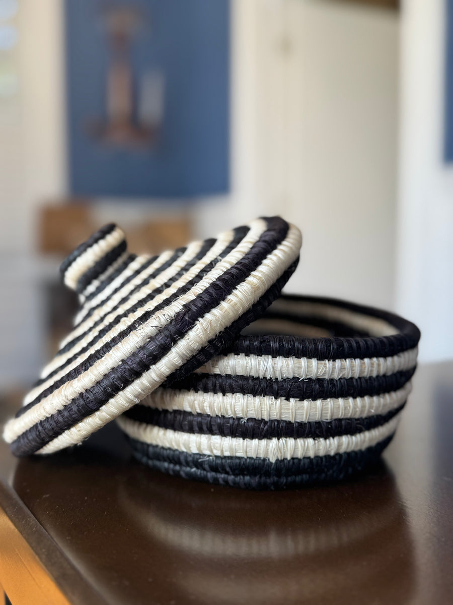 Zebra Stripes Lidded Basket
