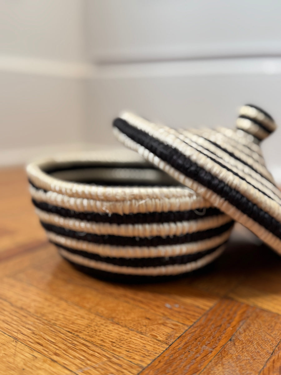 Zebra Stripes Lidded Basket