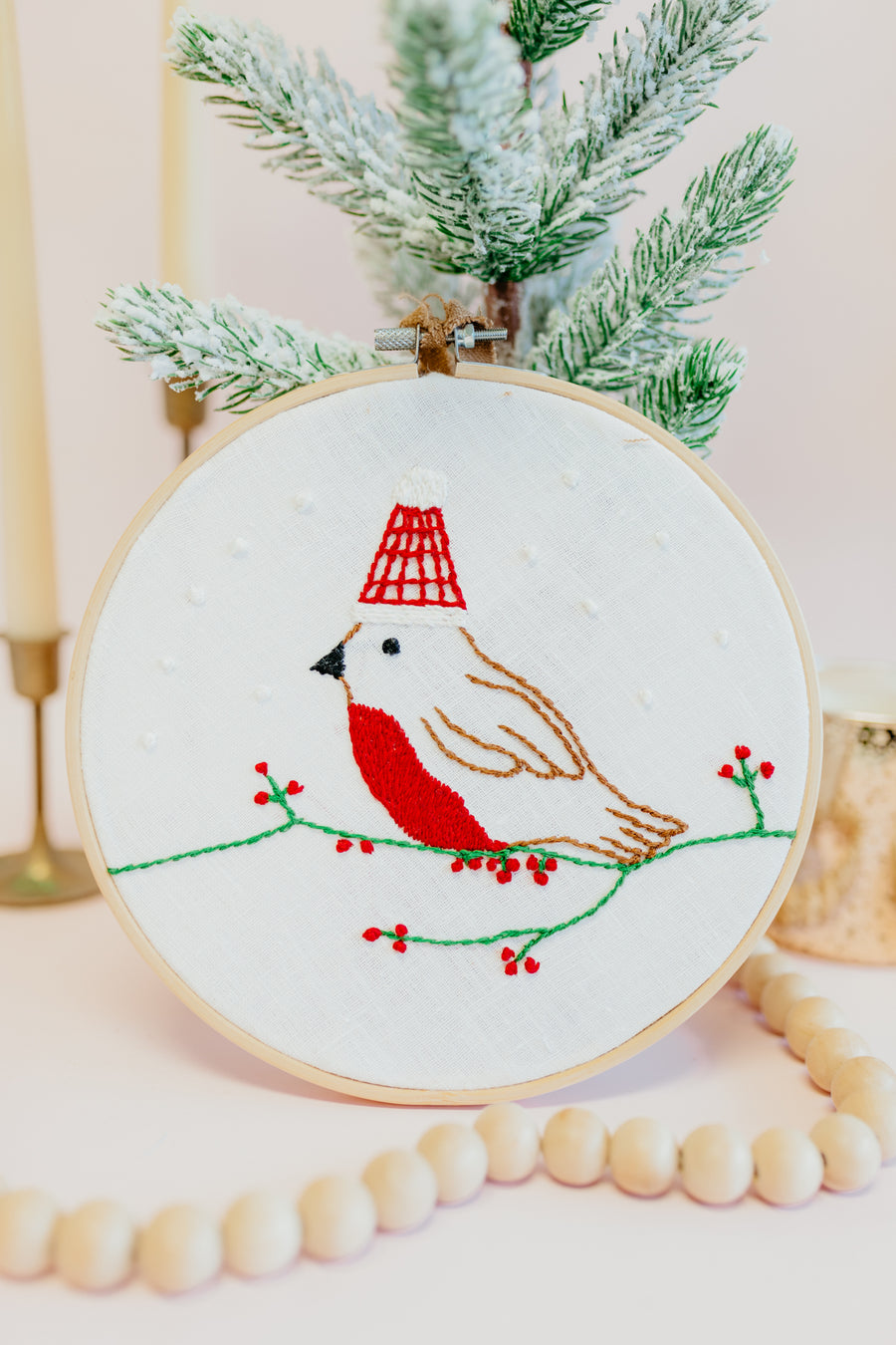 Winter Bird Embroidery Hoop
