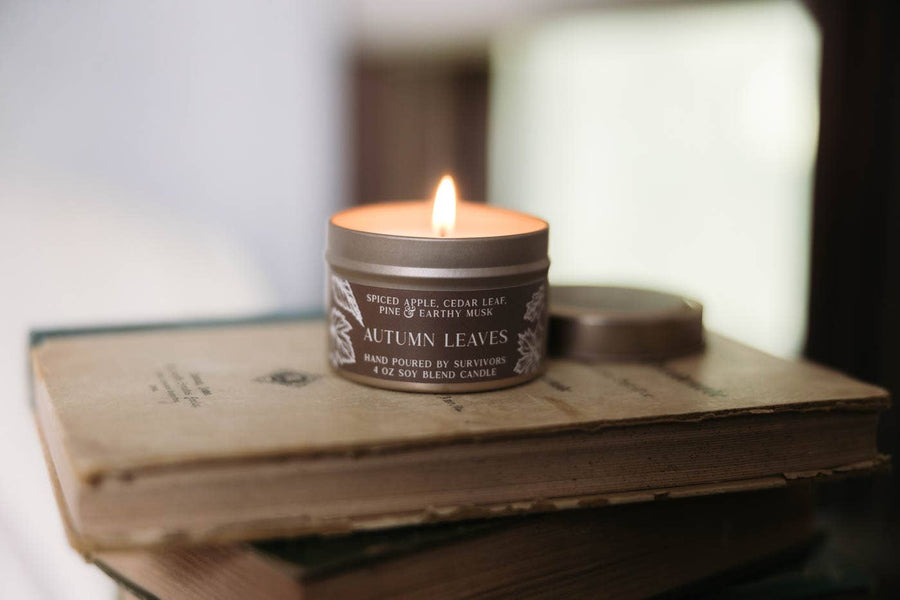Autumn Leaves Tin Candle