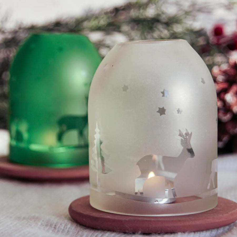 Winter Holiday Lantern/Votive Upcycled Handmade