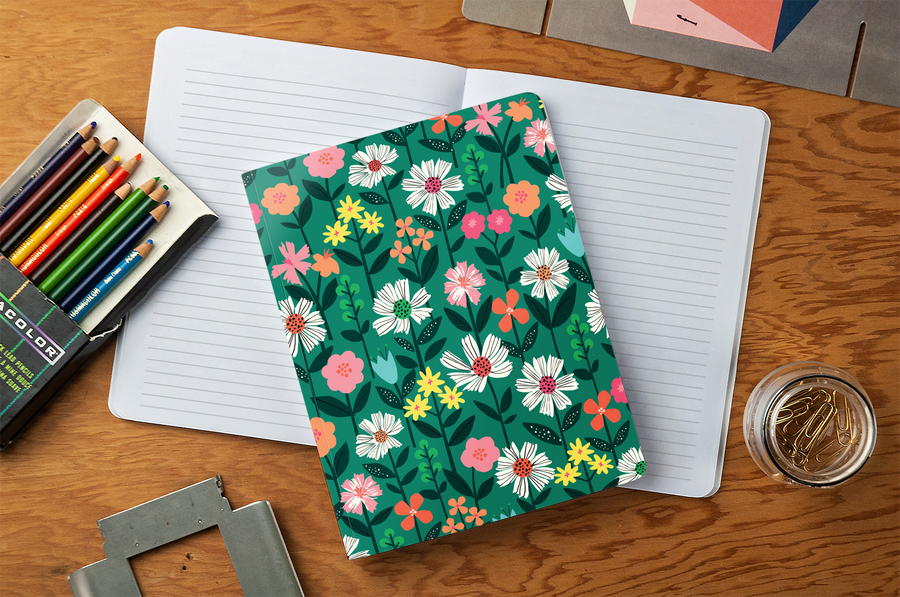 Green Cosmos Medium Layflat Journal Notebook