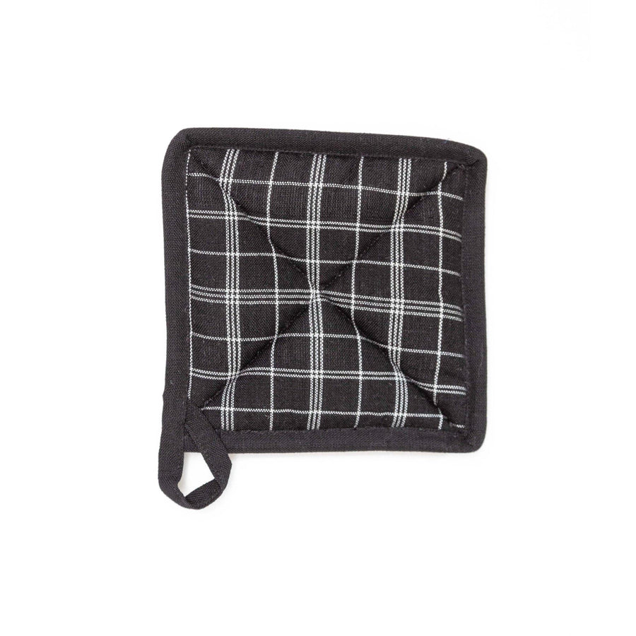 Square Pot Holder: Black Plaid