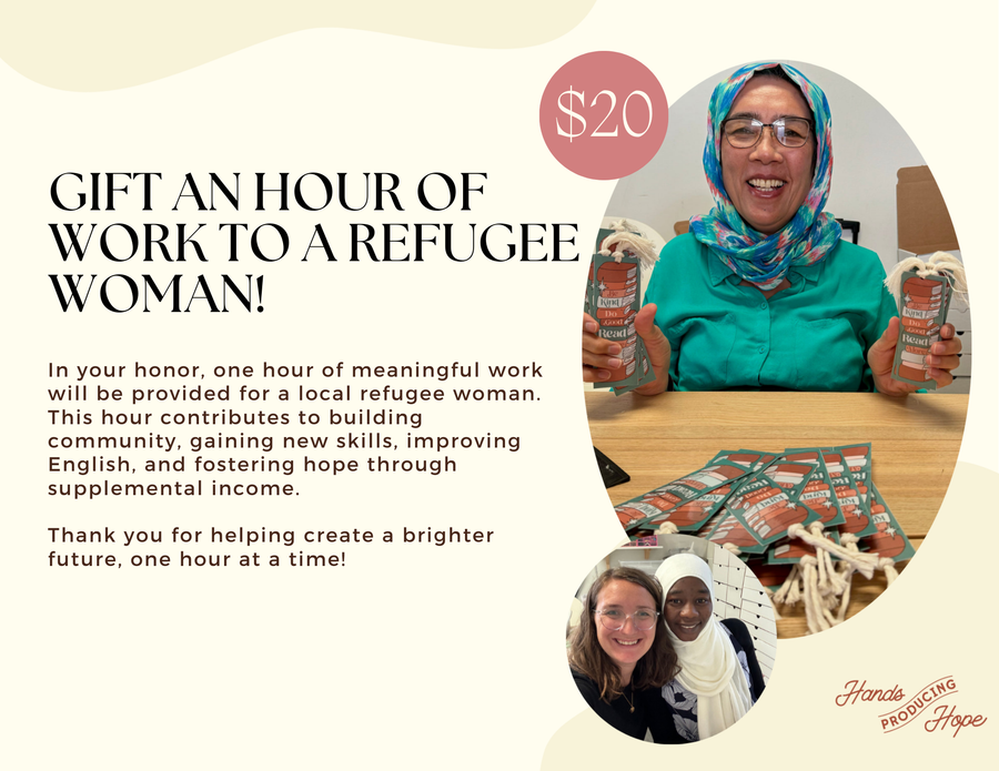 Gift an Hour of Work to a Local Refugee Woman!