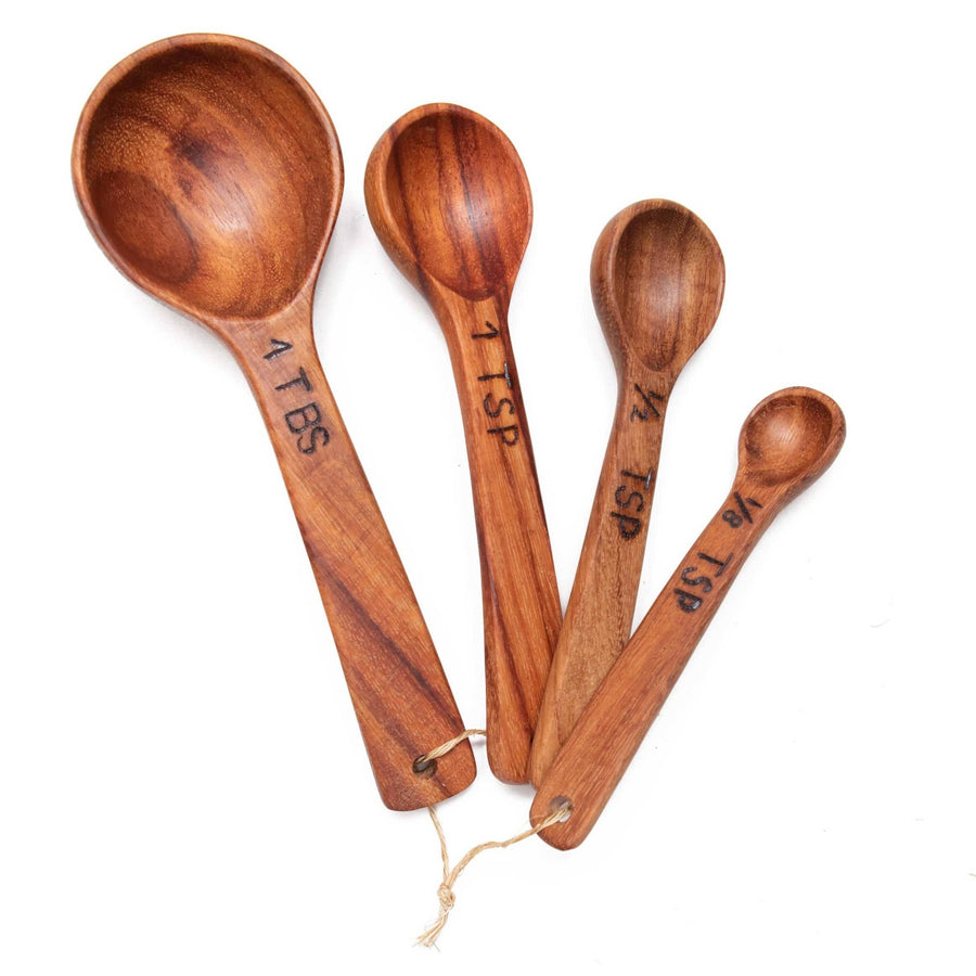 Hand Carved Wood Measuring Spoon Set: Macawood