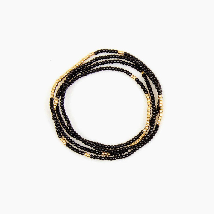 Gold Bead Stretch Necklace Wrap Bracelet