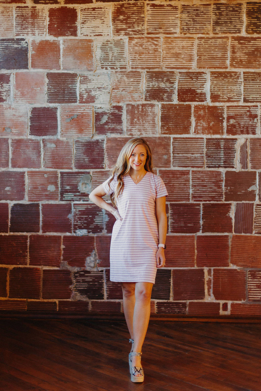 Lilac Stripe Basic Dress