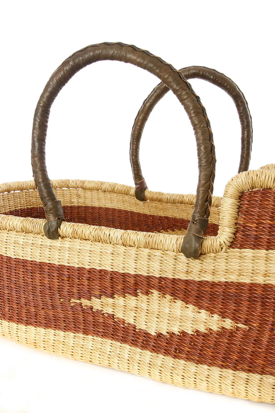 Brown Diamond Moses Basket with Leather Handles