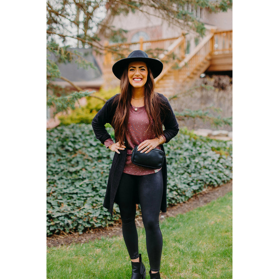 Mauve Dot Long Sleeve Scoop Tee