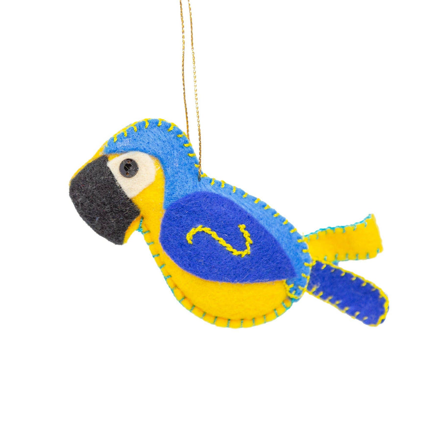 Felt Blue Parrot Ornament