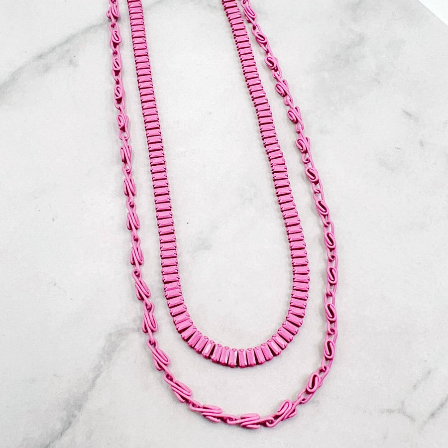 Double Enamel Pink Necklace