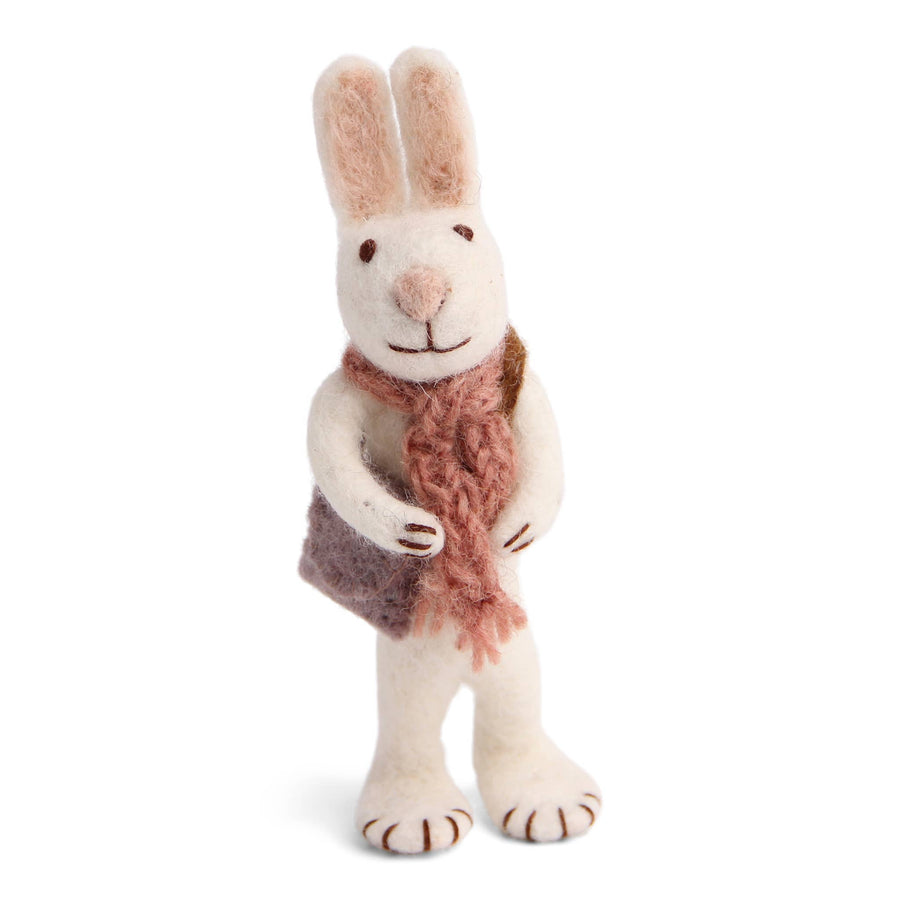 White Bunny with Rose Scarf