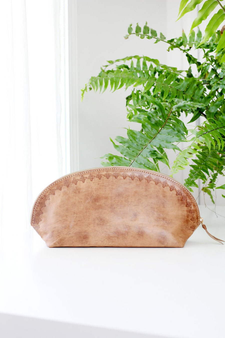 Stamped Leather Cosmetic Bag