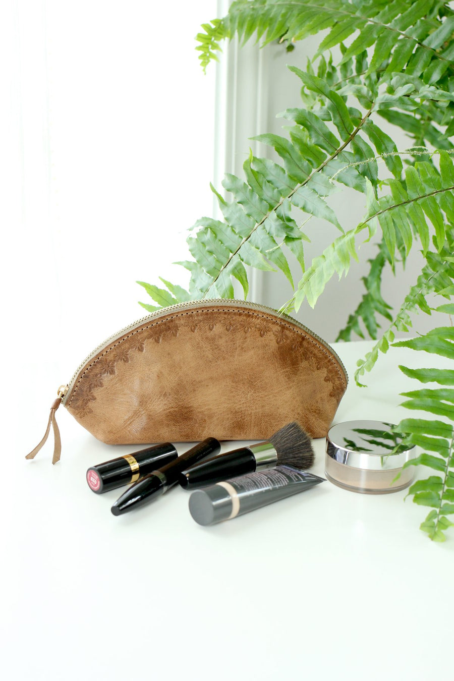 Stamped Leather Cosmetic Bag
