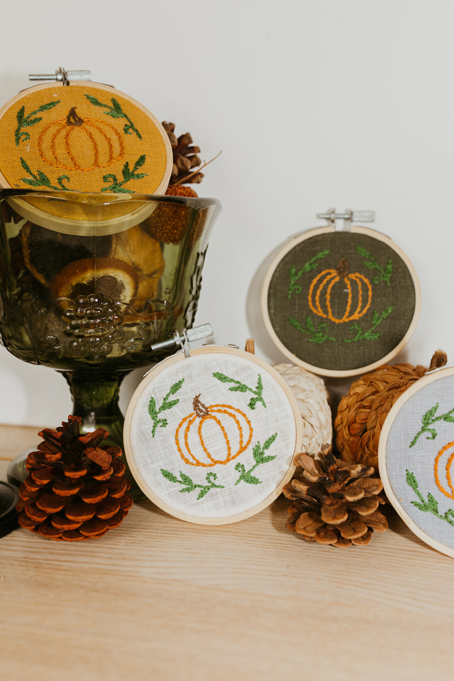 Pumpkin Hand Embroidered Hoop