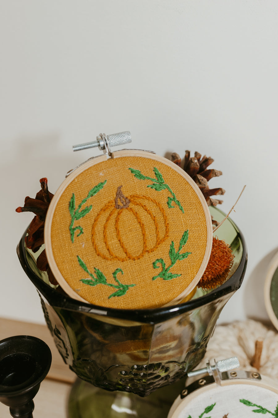 Pumpkin Hand Embroidered Hoop
