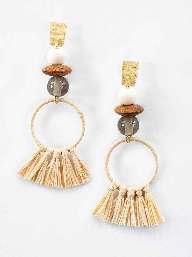 Alaya Raffia Earrings Gold